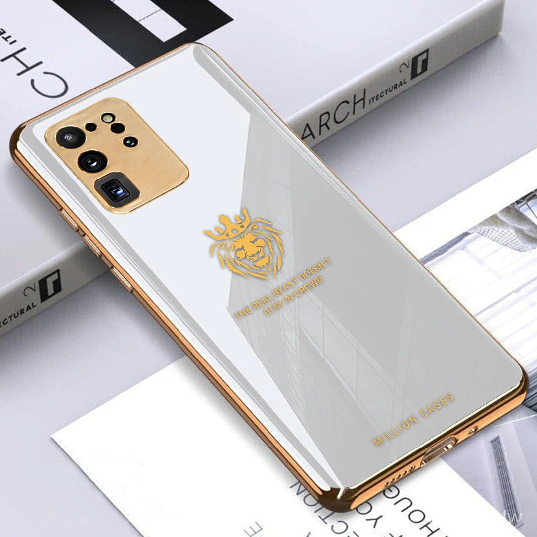 Lion Pattern Electroplating Glass Case - Samsung