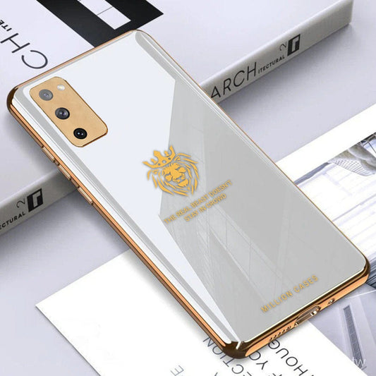 Lion Pattern Electroplating Glass Case - Samsung