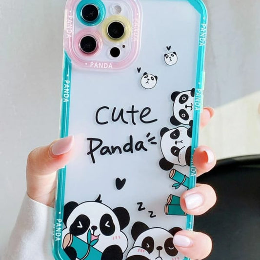 Cartoon Panda 2 Pattern Clear cover Iphone