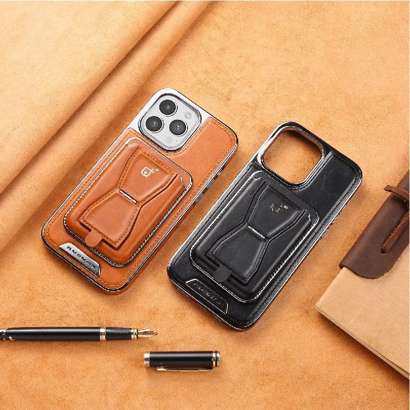 Premium Leather Case with Card Holder & Magnet For iPhone