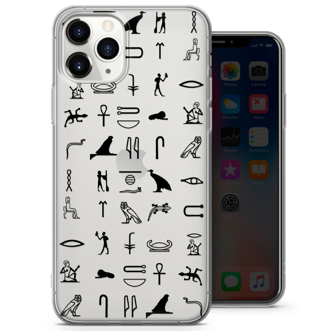 Egyptian Hieroglyph Clear Phone Case, Archaeology Pattern Cover