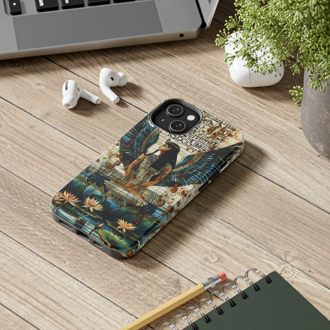 Ancient Wings of Maat Phone Case | Egyptian Deity Art Cover