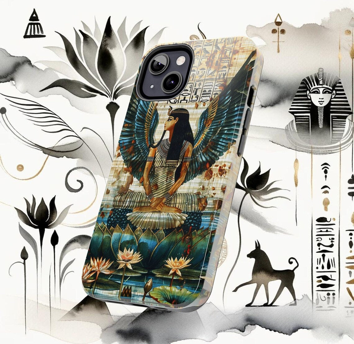 Ancient Wings of Maat Phone Case | Egyptian Deity Art Cover