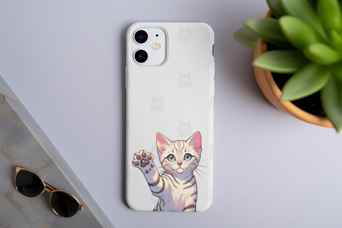 Egyptian Mau Waving Phone Case Matte Glossy - Compatible with iPhone