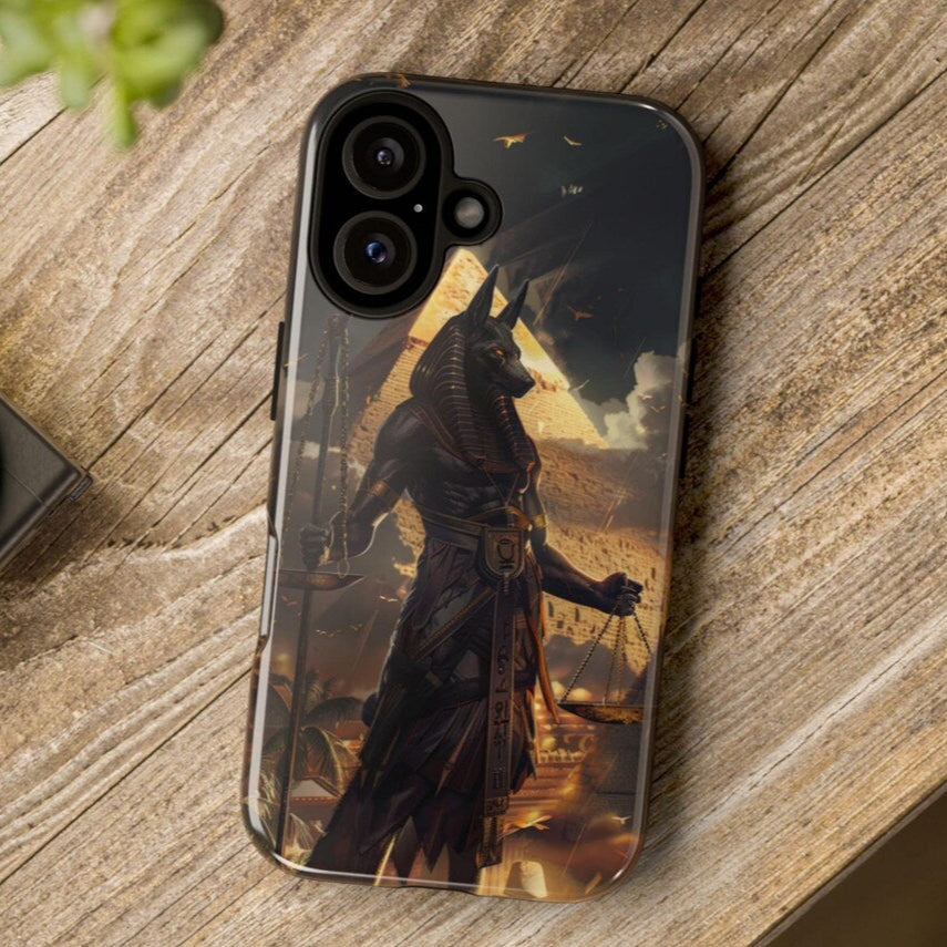 Egyptian God Anubis Guardian Phone Case | Desert Pyramid Design for iPhone